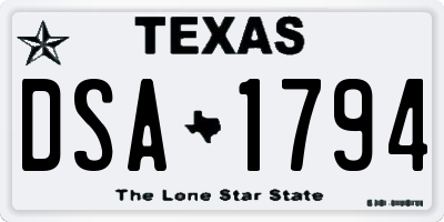 TX license plate DSA1794