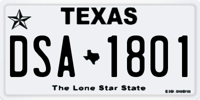 TX license plate DSA1801