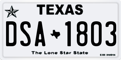 TX license plate DSA1803