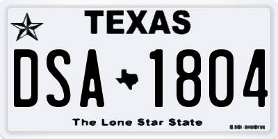 TX license plate DSA1804