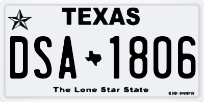 TX license plate DSA1806