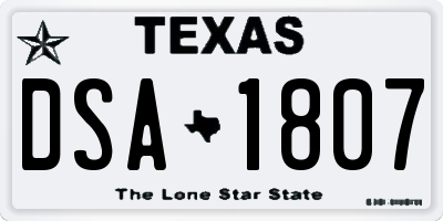 TX license plate DSA1807