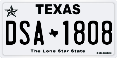 TX license plate DSA1808