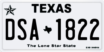 TX license plate DSA1822