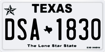 TX license plate DSA1830