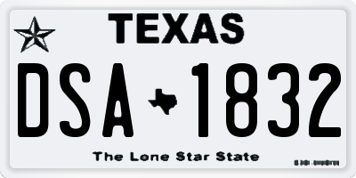 TX license plate DSA1832