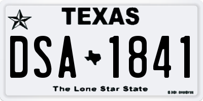 TX license plate DSA1841