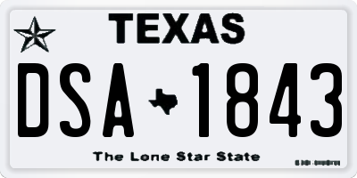 TX license plate DSA1843