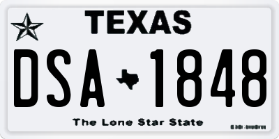 TX license plate DSA1848