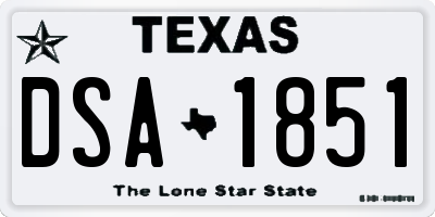 TX license plate DSA1851