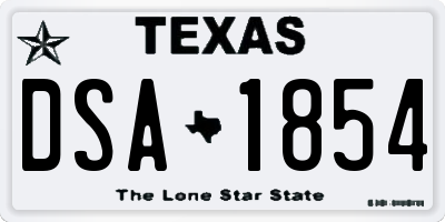 TX license plate DSA1854