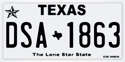 TX license plate DSA1863