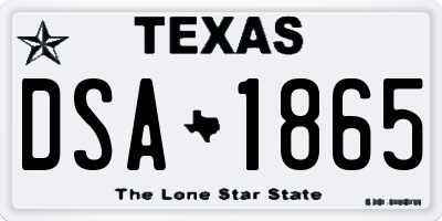 TX license plate DSA1865