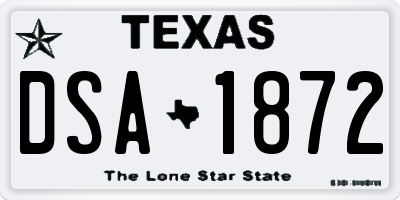 TX license plate DSA1872
