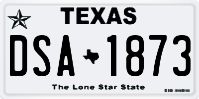 TX license plate DSA1873