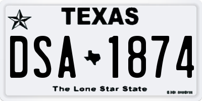 TX license plate DSA1874