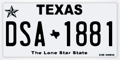 TX license plate DSA1881