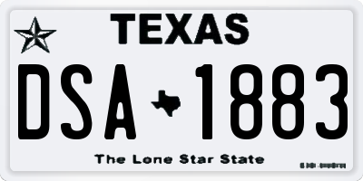 TX license plate DSA1883