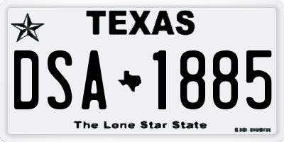TX license plate DSA1885