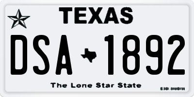 TX license plate DSA1892