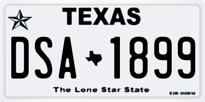 TX license plate DSA1899