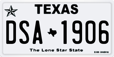 TX license plate DSA1906