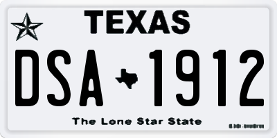 TX license plate DSA1912