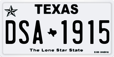 TX license plate DSA1915