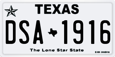 TX license plate DSA1916