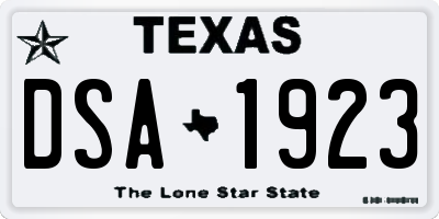 TX license plate DSA1923