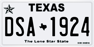 TX license plate DSA1924