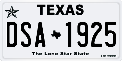 TX license plate DSA1925