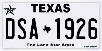 TX license plate DSA1926
