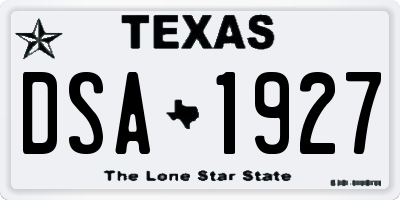 TX license plate DSA1927