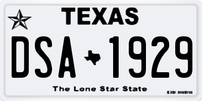 TX license plate DSA1929