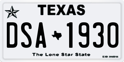 TX license plate DSA1930