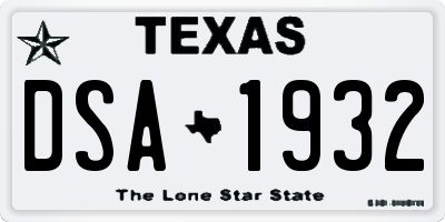 TX license plate DSA1932