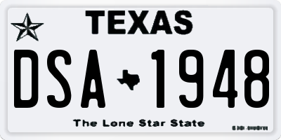 TX license plate DSA1948