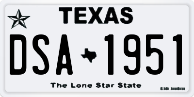 TX license plate DSA1951