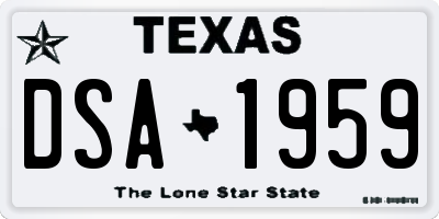 TX license plate DSA1959