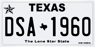 TX license plate DSA1960