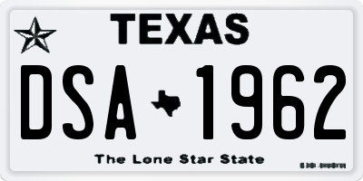 TX license plate DSA1962