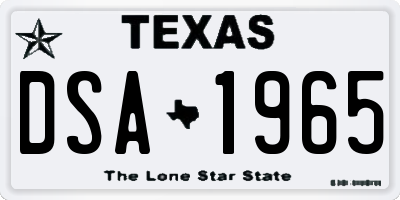 TX license plate DSA1965