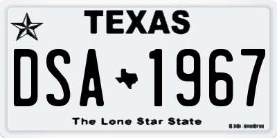 TX license plate DSA1967