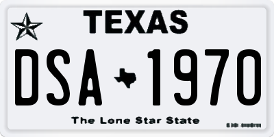 TX license plate DSA1970