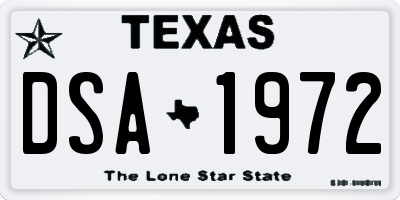 TX license plate DSA1972