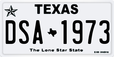 TX license plate DSA1973