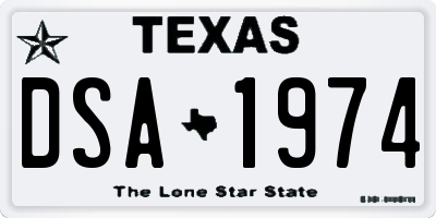 TX license plate DSA1974