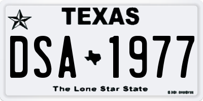TX license plate DSA1977