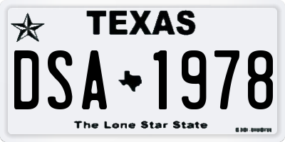 TX license plate DSA1978